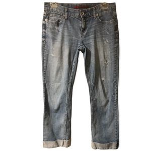 Banana republic straight leg distressed boyfriend cuffed jeans size 27 EUC